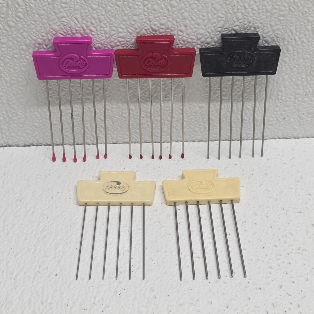 Vintage Goody Hair Lift Picks Lot of 5 Metal Prong Styling Combs USA
